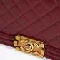 Lambskin Quilted Medium Boy Flap Dark Red