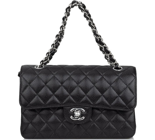 Chanel Caviar Leather black Silver Hardware Small 23cm 01