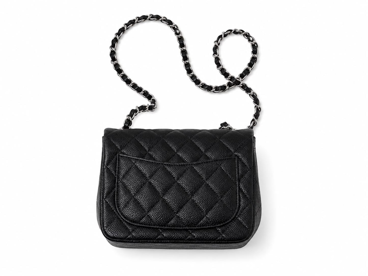 Quilted Classic Square Flap Bag in Leather - Black- Caviar Silver Hardware - Mini 18 CM 01