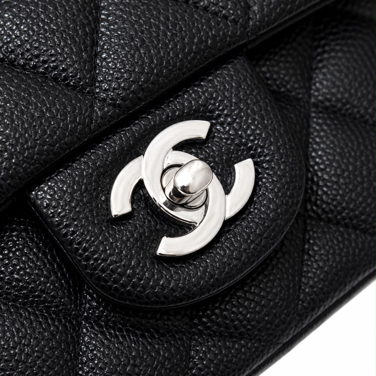 Quilted Classic Square Flap Bag in Leather - Black- Caviar Silver Hardware - Mini 18 CM 01
