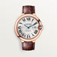 Ballon Bleu 42mm Rose Gold Automatic Silver Guilloché Dial Alligator Strap Watch