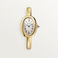 Baignoire Small 31.4mm x 23.1mm Yellow Gold Beaded Crown Sapphire Cabochon Silvered Dial Yellow Gold Bracelet Quartz Watch