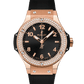 Big Bang Original 38 mm 18K 5N Gold Diamond Black Dial Rubber Strap Watch
