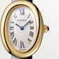 Baignoire Small 31mm x 23mm Yellow Gold Beaded Crown Sapphire Cabochon Silvered Dial Black Alligator Strap Quartz Watch