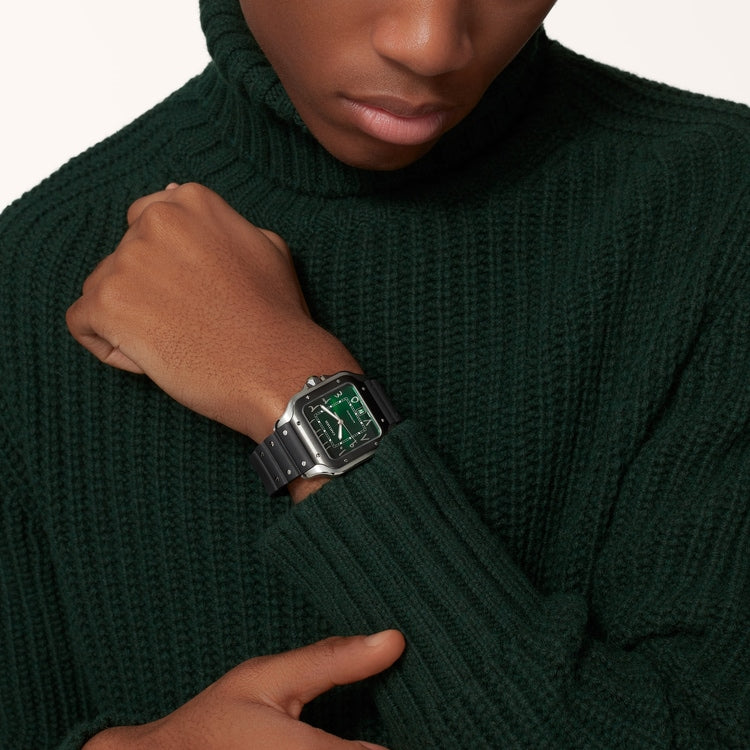 Santos de Cartier Large 39.8mm Steel Green Crown Green Dial Steel Bracelet Self-Winding Watch