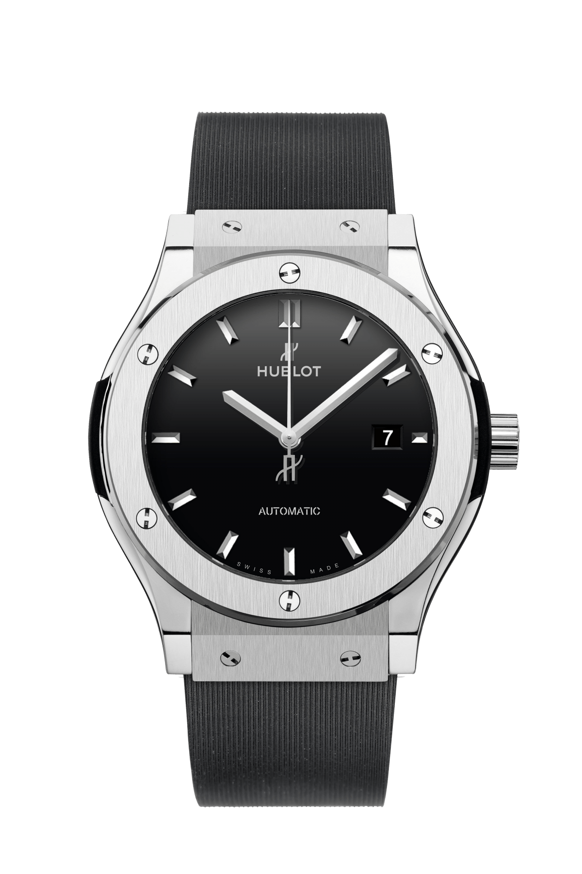Classic Fusion Titanium Black Shiny Rubber Strap Watch 42MM