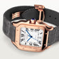 Santos de Cartier Large 39.8mm Rose Gold Blue Crown Opaline Silver Dial Alligator Strap Self-Winding Watch