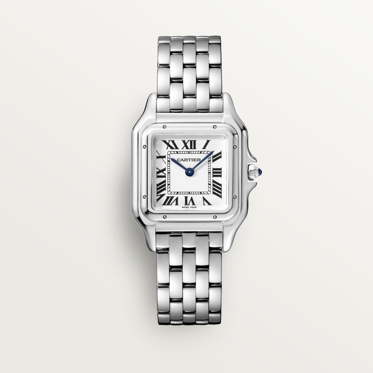 Panthère de Cartier Medium 27mm x 37mm Steel Blue Crown Silvered Dial Steel Bracelet Quartz Watch