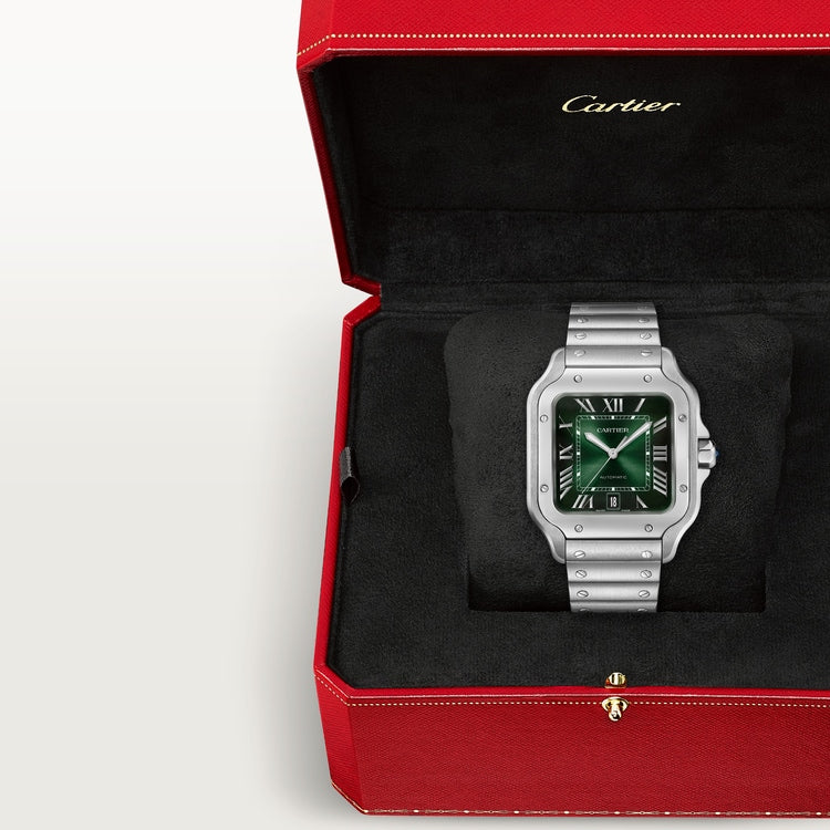 Santos de Cartier Large 39.8mm Steel Green Dial Steel Bracelet Self-Winding Watch