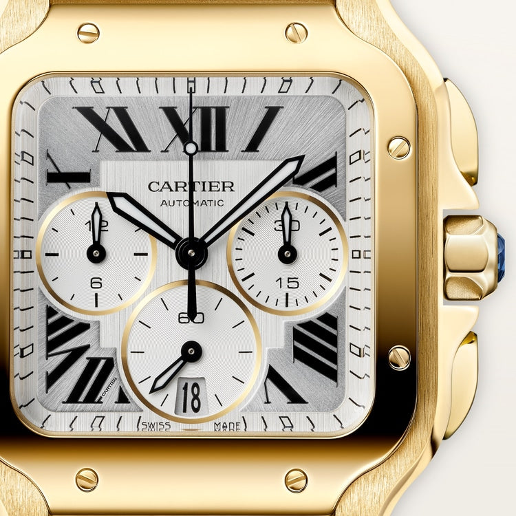 Santos Large 47mm x 39.8mm Yellow Gold Satin-Finish Dial Yellow Gold Bracelet Self-Winding Watch