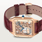 Santos-Dumont Large 43.5mm x 31.4mm Rose Gold Blue Crown Skeleton Dial Burgundy Alligator Strap Self-Winding Watch