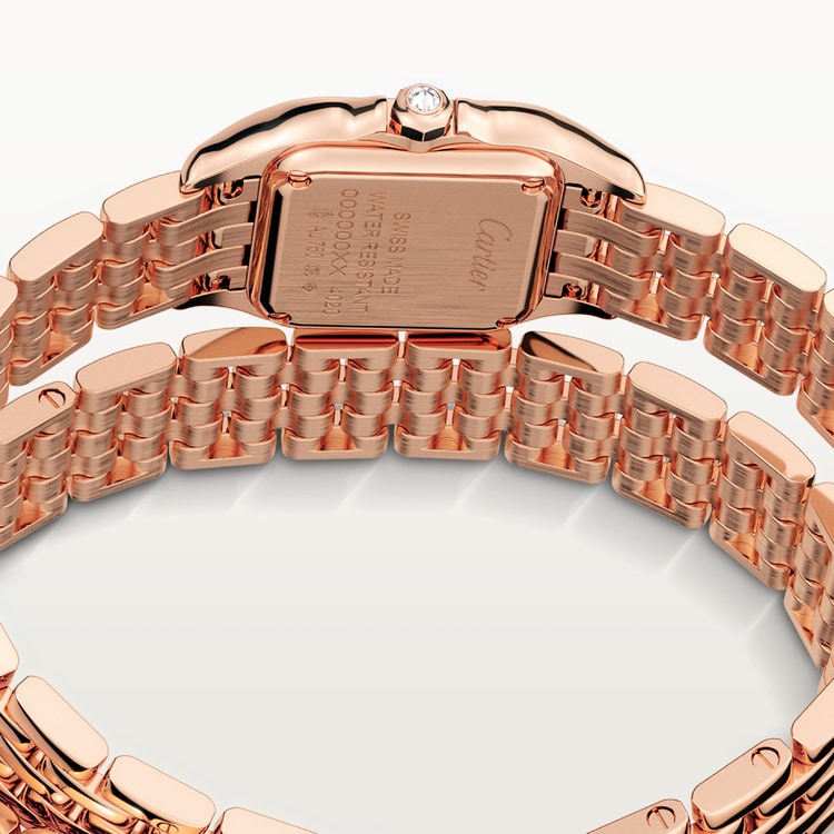 Panthère Small 30.3mm x 22.0mm Rose Gold Diamond Case Diamond Crown Silvered Dial Rose Gold Bracelet Quartz Watch
