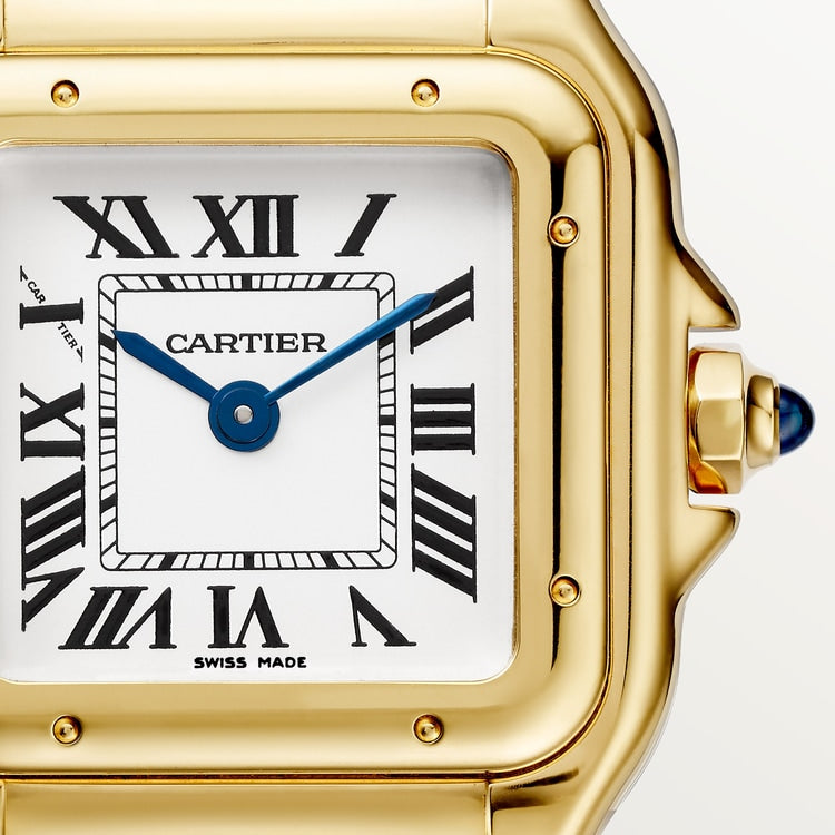 Panthère de Cartier Small 22mm x 30.3mm Yellow Gold Blue Crown Silvered Dial Yellow Gold Bracelet Quartz Watch