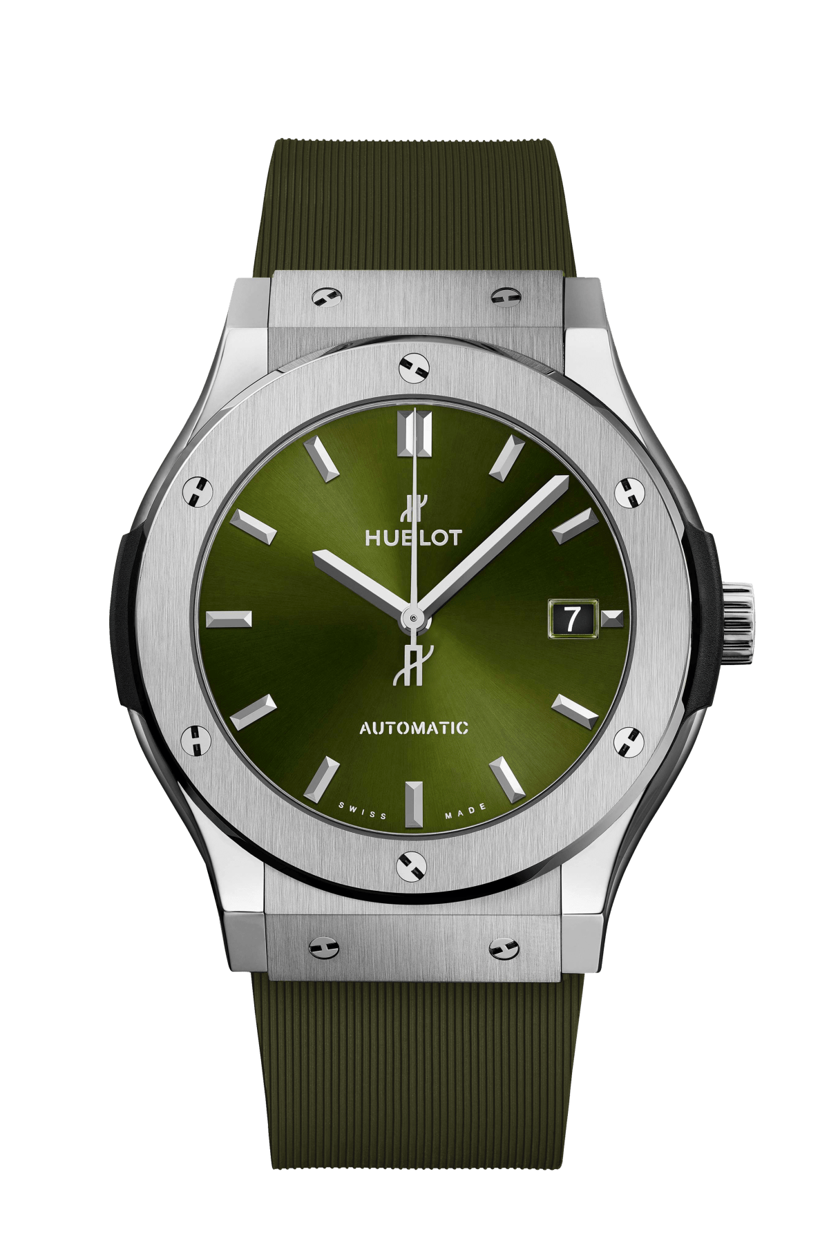 Classic Fusion Titanium Green Sunray Dial Rubber Strap Watch