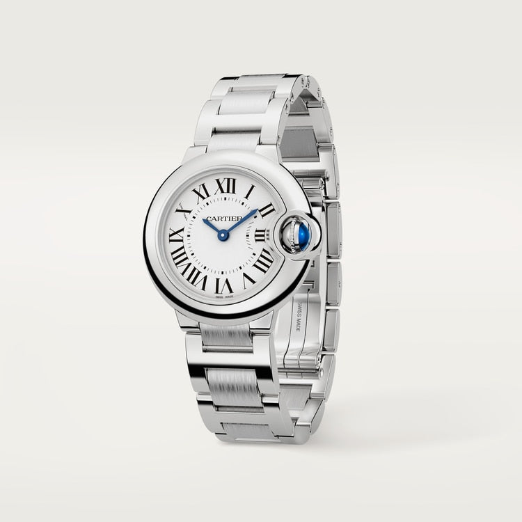 Ballon Bleu 28mm Steel Quartz Silvered Opaline Dial Steel Bracelet Watch