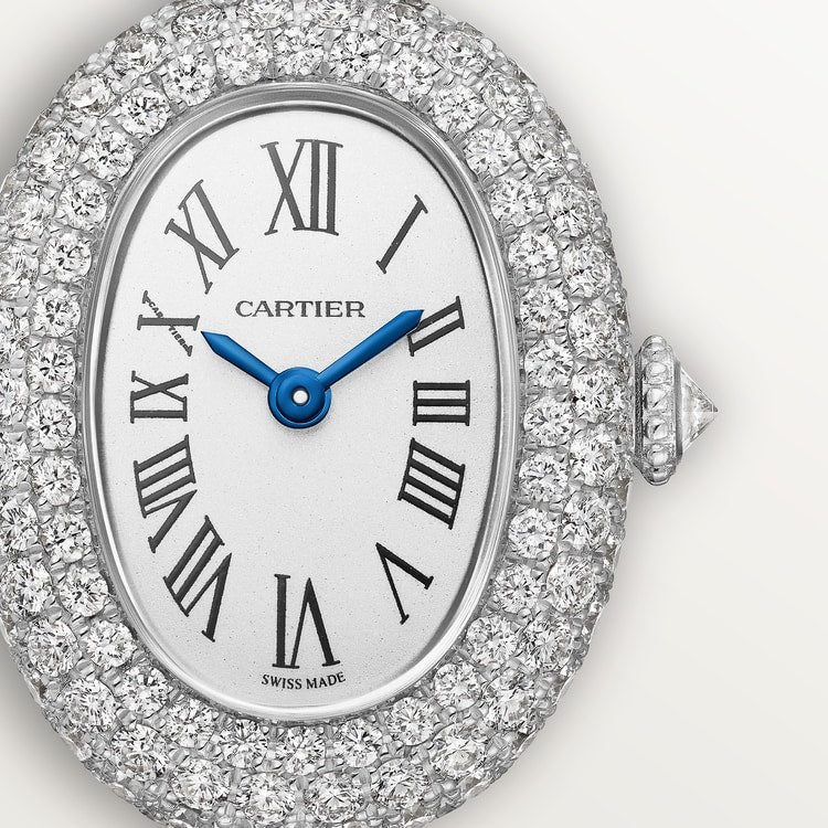 Baignoire Mini 24.6mm x 18.7mm White Gold Diamond Case Diamond Crown Silvered Dial White Gold Diamond Bracelet Quartz Watch