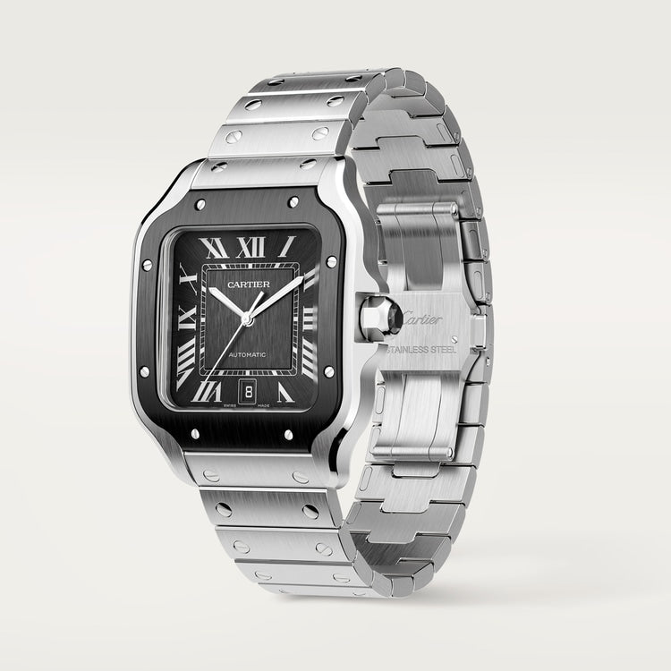 Santos de Cartier Large 39.8mm Steel ADLC Bezel Gray Dial Steel Bracelet Self-Winding Watch