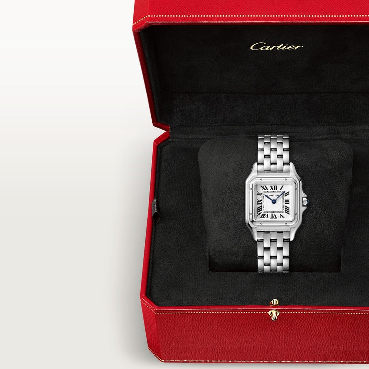 Panthère de Cartier Medium 27mm x 37mm Steel Blue Crown Silvered Dial Steel Bracelet Quartz Watch