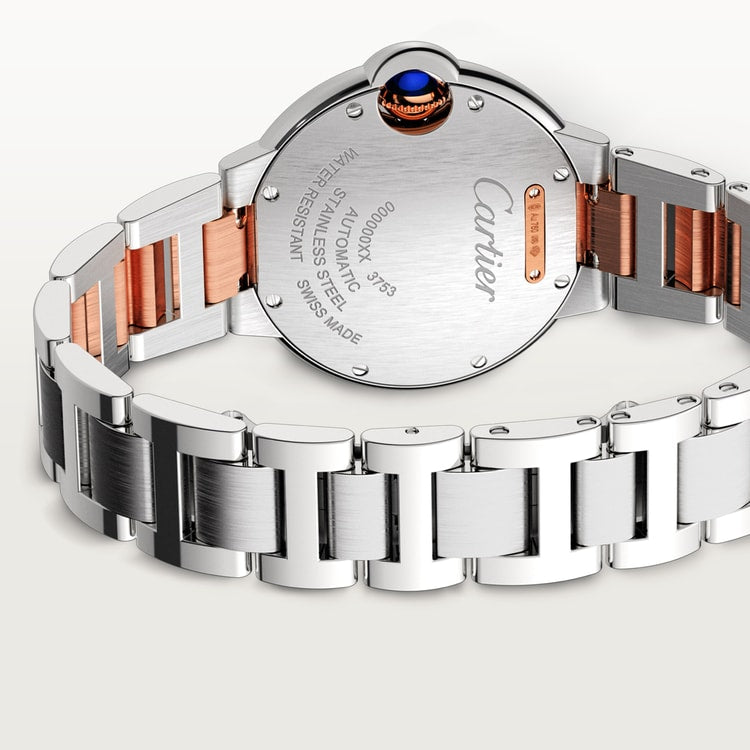Ballon Bleu 33mm Steel Rose Gold Diamond Bezel Flinqué Dial Two-Tone Bracelet Automatic Watch