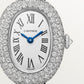 Baignoire Mini 24.6mm x 18.7mm White Gold Diamond Case Diamond Crown Silvered Dial Navy Blue Patent Leather Strap Quartz Watch