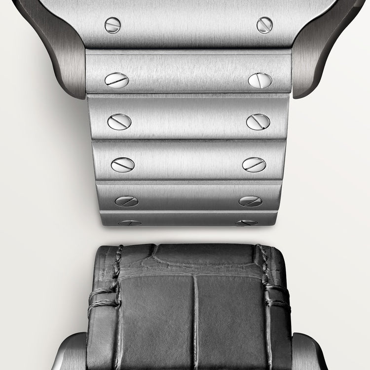 Santos de Cartier Skeleton Large 39.8mm Steel Gray Crown Skeleton Dial Steel Bracelet Manual-Winding Watch