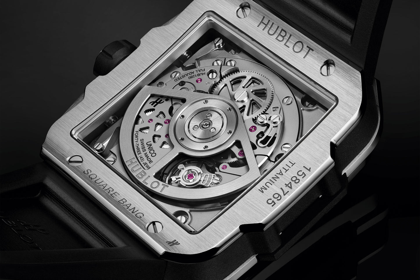 Square Bang Unico Titanium 42 mm Black Rubber Strap Watch