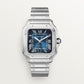 Santos Large 39.8mm Steel Blue Crown Graduated Blue Dial Steel Bracelet Automatic Watch
