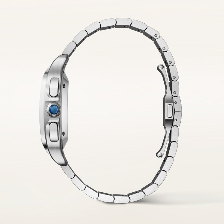 Santos de Cartier Large 39.8mm Steel Blue Crown Satin Sunray Dial Steel Bracelet Self-Winding Watch