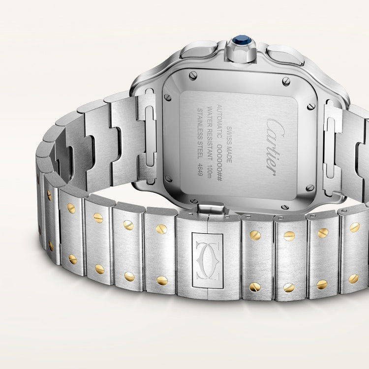 Santos de Cartier Large 47.5mm Steel Yellow Gold Chronograph Silvered Dial Steel Bracelet Self-Winding Watch