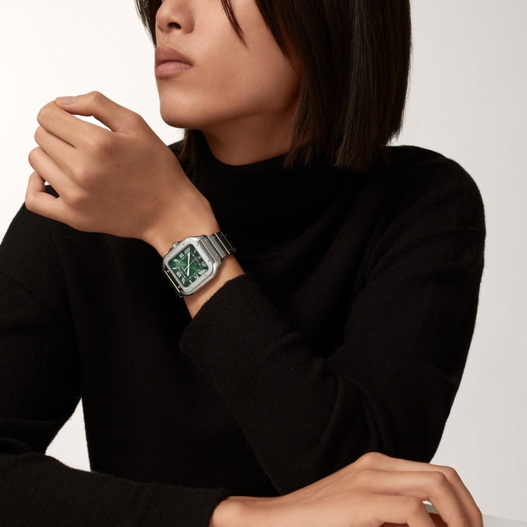 Santos de Cartier Large 39.8mm Steel Green Dial Steel Bracelet Self-Winding Watch