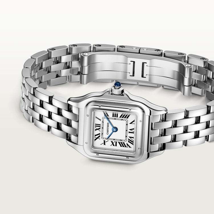 Panthère de Cartier Small 23mm x 30mm Steel Blue Crown Silvered Dial Steel Bracelet Quartz Watch