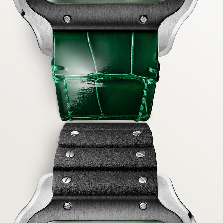 Santos de Cartier Large 39.8mm Steel Green Crown Green Dial Steel Bracelet Self-Winding Watch