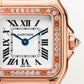 Panthère Small 30.3mm x 22.0mm Rose Gold Diamond Bezel Diamond Crown Silvered Dial Rose Gold Bracelet Quartz Watch