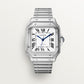 Santos de Cartier Medium 35.1mm Steel Blue Crown Silvered Opaline Dial Steel Bracelet Automatic Watch