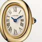 Baignoire Mini 24.6mm x 18.7mm Yellow Gold Beaded Crown Sapphire Cabochon Silvered Dial Black Patent Leather Strap Quartz Watch