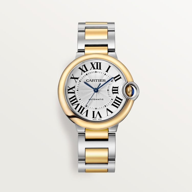 Ballon Bleu 36mm Steel Gold Automatic Silver Guilloché Dial Two-Tone Strap Watch