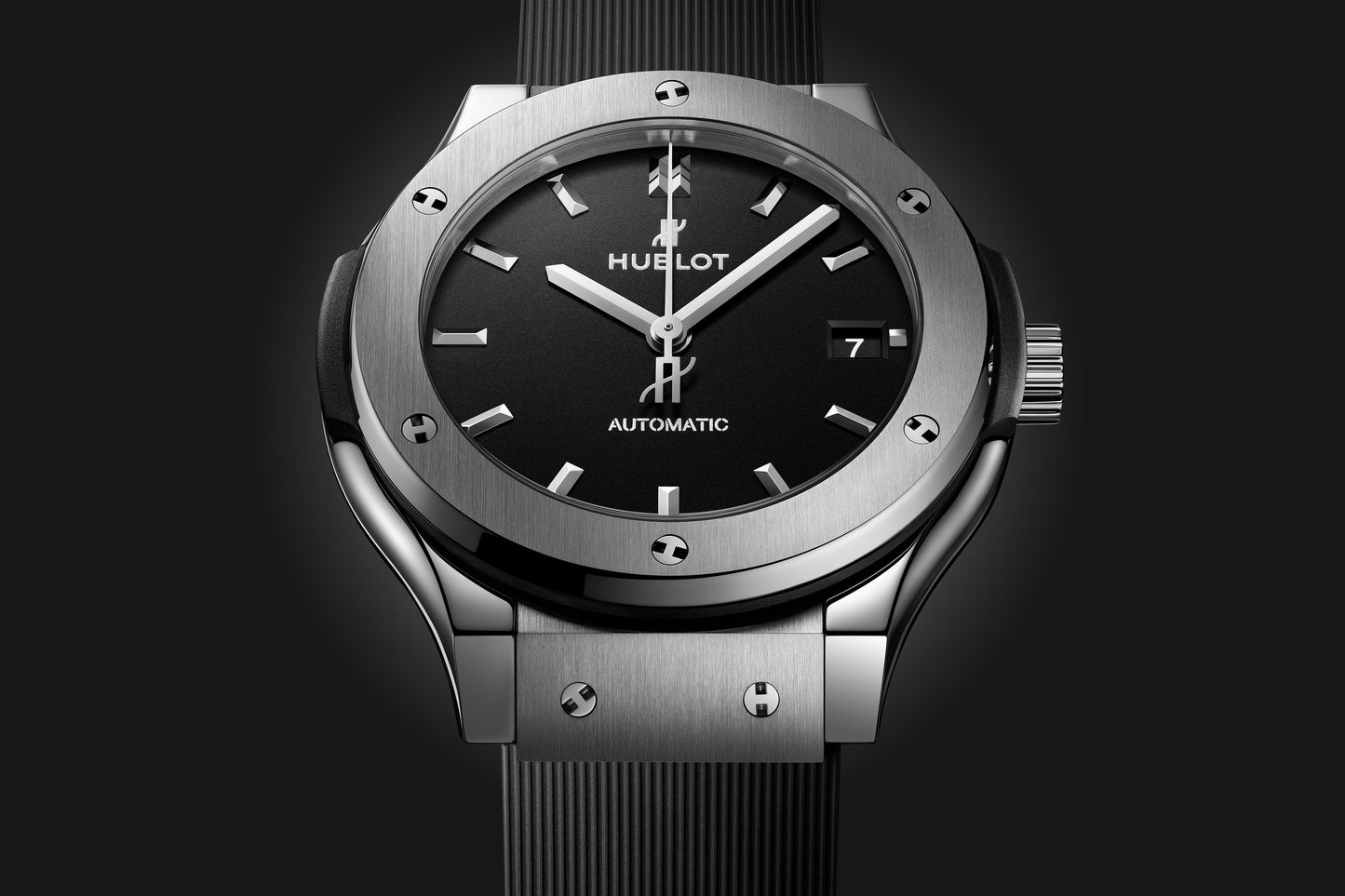 Classic Fusion Titanium Black Dial Rubber Strap Watch
