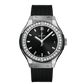 Classic Fusion Titanium Diamonds Satin-finished Black Sunray Dial Black Rubber Strap Watch