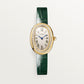 Baignoire Mini 31.4mm x 23.09mm Yellow Gold Diamond Case Diamond Crown Silvered Dial Green Alligator Strap Quartz Watch