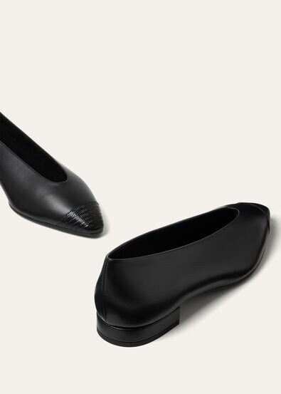 Rebecca Cap Toe Ballet Flat  Natural Calfskin