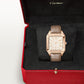 Santos-Dumont Extra-Large 46.6mm x 33.9mm Rose Gold Blue Crown Beige Dial Brown Alligator Strap Manual-Winding Watch