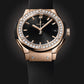 Classic Fusion King Gold Diamond Black Dial Rubber Strap Watch 33MM