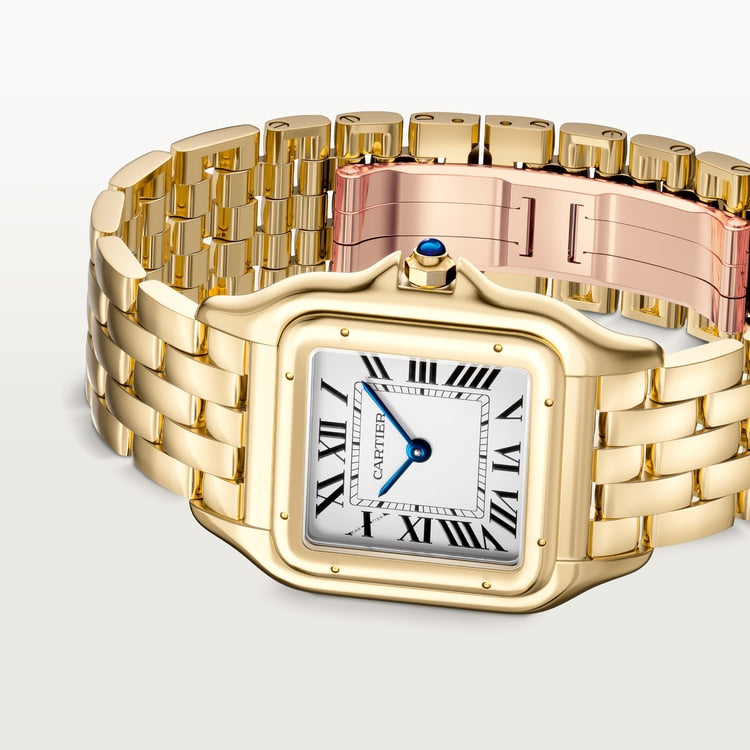 Panthère de Cartier Large 42mm x 31mm Yellow Gold Blue Crown Silvered Dial Yellow Gold Bracelet Quartz Watch