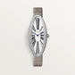 Baignoire Allongée Medium 47mm x 21mm White Gold Diamond Beaded Crown Silvered Dial Gray Alligator Strap Watch