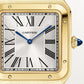 Santos-Dumont Extra-Large 46.6mm x 33.9mm Yellow Gold Silver Satin-Finish Dial Blue Alligator Strap Self-Winding Watch