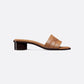 Camel Calfskin Dway Heeled Slide