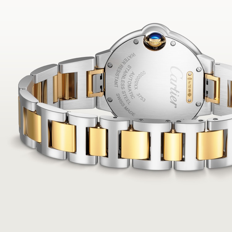 Ballon Bleu 33mm Steel Yellow Gold Automatic Silver Guilloché Dial Two-Tone Bracelet Watch
