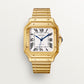 Santos de Cartier Medium 35.1mm Yellow Gold Blue Crown Silvered Opaline Dial Yellow Gold Bracelet Self-Winding Watch