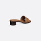 Camel Calfskin Dway Heeled Slide