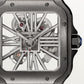 Santos de Cartier Large 39.7mm Steel Blue Crown Skeleton Dial Alligator Strap Manual-Winding Watch